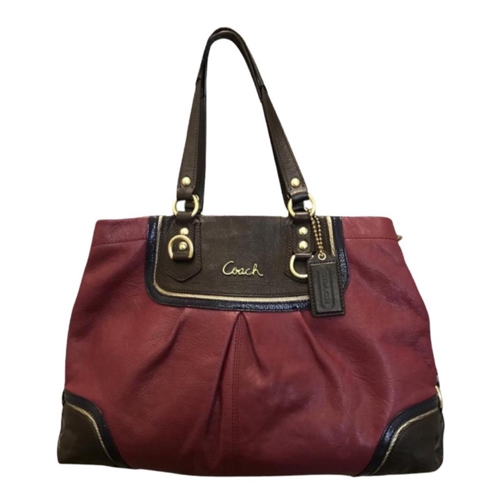 Coach Ashley Handbag F17096 Beet Brown Gold
Leather Shoulder Crossbody Bag